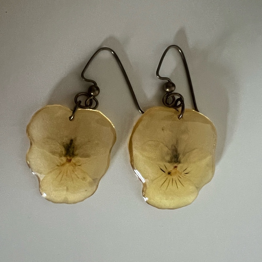 Yellow pressed flower earrings